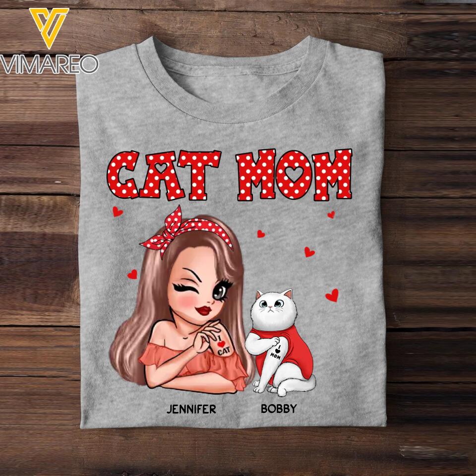 Personalized Cat Mom I Love Cat Tshirt Printed 22NOV-DT01