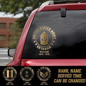 Personalized US Veterans Soldier Car Decal Printed QTPN1707