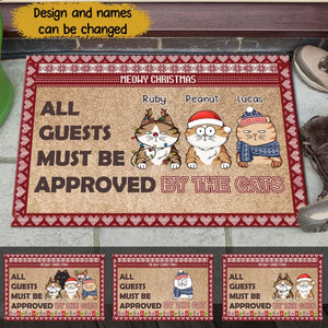 Personalized Meowy Christmas All Guests Must Be Approved By The Cat Xmas Gift Cat Lovers Gift Doormat MTVQ23655