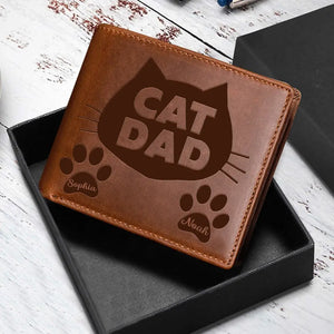 Personalized Cat Dad Custom Cat Name Cat Lovers Gift Leather Wallet KVH23816