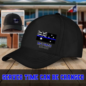 Personalized Australian Thin Blue Line Retired Custom Served Times Black Cap QTHN1162