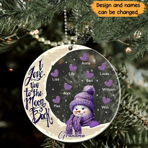 Personalized I Love You To The Moon & Back Grandma Snowman Christmas Gift Acrylic Ornament Printed HTHHN231198