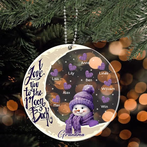 Personalized I Love You To The Moon & Back Grandma Snowman Christmas Gift Acrylic Ornament Printed HTHHN231198