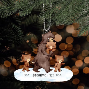 Personalized Grandma Bear And Kids Custom Name Christmas Gift Acrylic Ornament Printed HN231246