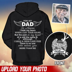 Personalized Upload Your Photo Custom Name & Time Dad Memorial Hoodie 2D Printed VQ231377