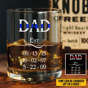 Personalized US Thin Blue Line Thin Red Line Dad Retired Whiskey Glass Printed QTLVA1550