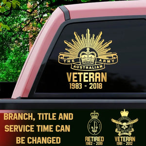 Personalized Australian Military Veteran Retired Decal Printed QTVQ1758