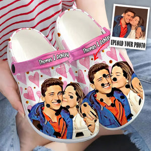 Personalized Upload Your Photo Couple Gift Valentine's Day Gift Clogs Slipper Shoes Printed LVA24236