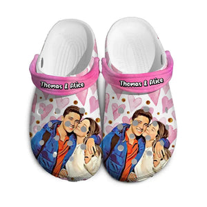 Personalized Upload Your Photo Couple Gift Valentine's Day Gift Clogs Slipper Shoes Printed LVA24236