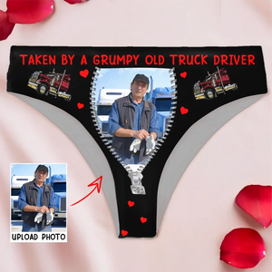 Personalized Valentine Gifts For Grumpy Old Truck Driver's Wife Or Girl Friends Upload Photo Funny Low Waist Underwear HN24260