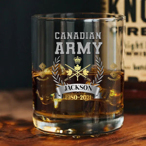 Personalized Canadian Armed Forces Whiskey Glass Printed AHVQ24382