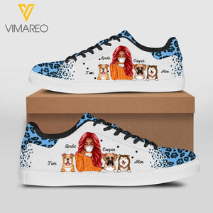 Personalized Girl With Dog Breed Lowtop Shoes Printed DMDT1503