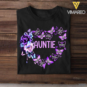 Personalized Aunt Kid Flower Butterfly Tshirt Printed 22AUG-HQ23