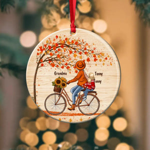 Personalized Grandma With Kid Autumn Wood Ornament Printed  OCT22-DT25