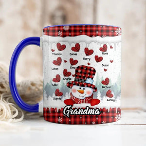 Personalized Grandma Snowman Kid Name Heart Caro Printed Accent Mug 22NOV-DT17