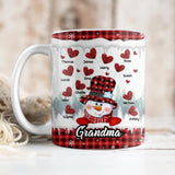 Personalized Grandma Snowman Kid Name Heart Caro Printed Accent Mug 22NOV-DT17