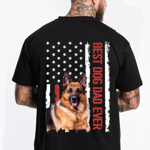Personalized Upload Your Dog Photo US Flag Best Dog Dad Ever T-shirt Printed 23MAY-PN10