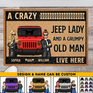 Personalized A Crazy Jeep Lady And A Grumpy Old Man Doormat Gift For Jeep Lover 23JUN-HQ01