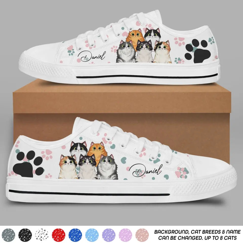 Personalized Cat Mom Cat Lovers Gift Lowtop Shoes Printed HTHDT2806