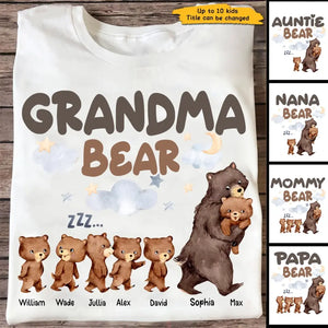 Personalized Grandma Bear with Kid Names T-shirt HTHHN3006
