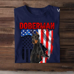 Personalized Upload Your Doberman Photo Dog Lovers Gift T-Shirt Printed QTDT0607