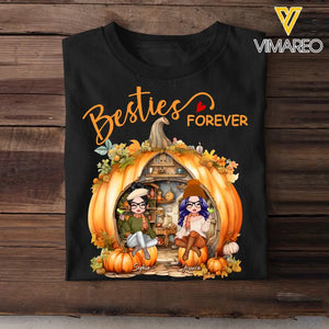 Personalized Besties Forever Fall Season Pumpkin T-shirt Printed MTHQ1007