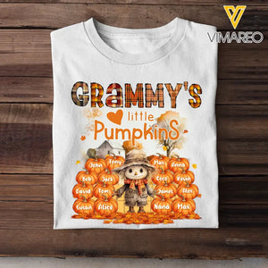 Personalized Fall Season Pumpkin Grammy's Little Pumpkins Dummy & Kid Names T-Shirt Printed HTHPVD1807