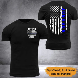 Personalized US Police Blue Thin Line T-shirt 2D Printed 23364KVH