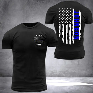 Personalized US Police Blue Thin Line T-shirt 2D Printed 23364KVH