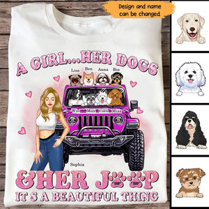 Personalized A Girl Her Dog & Her Jeep It's A Beautiful Thing T-shirt Printed HN23700