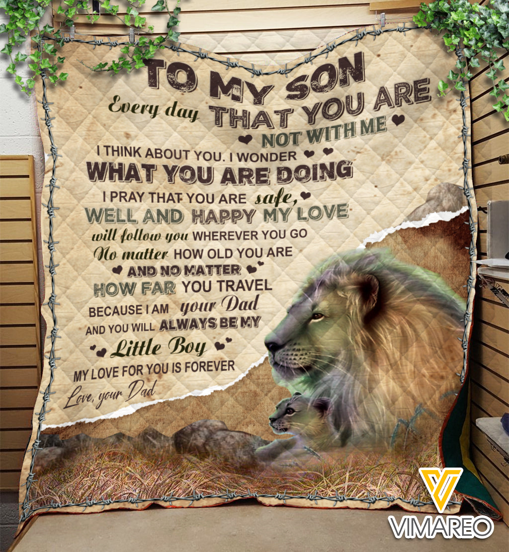 TO MY SON LION PRINTED BLANKET QTMA2311