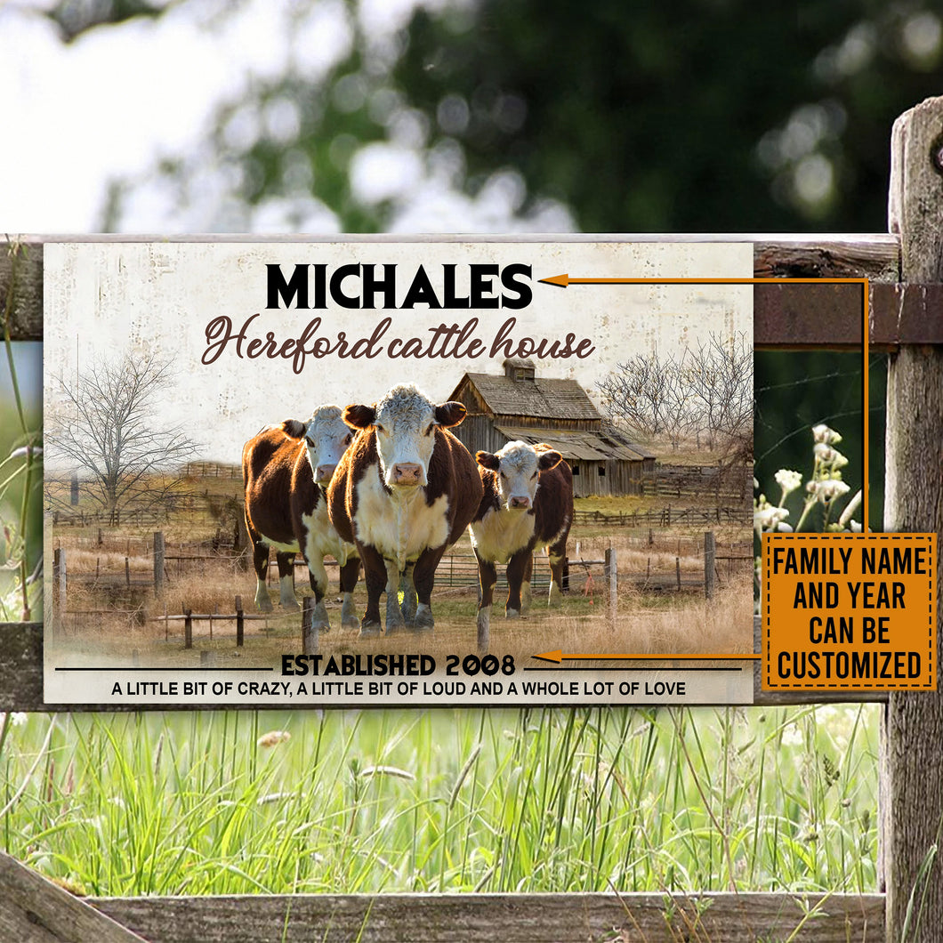 PERSONALIZED HEREFORD CATTLE CUSTOMIZED METAL SIGNS LC