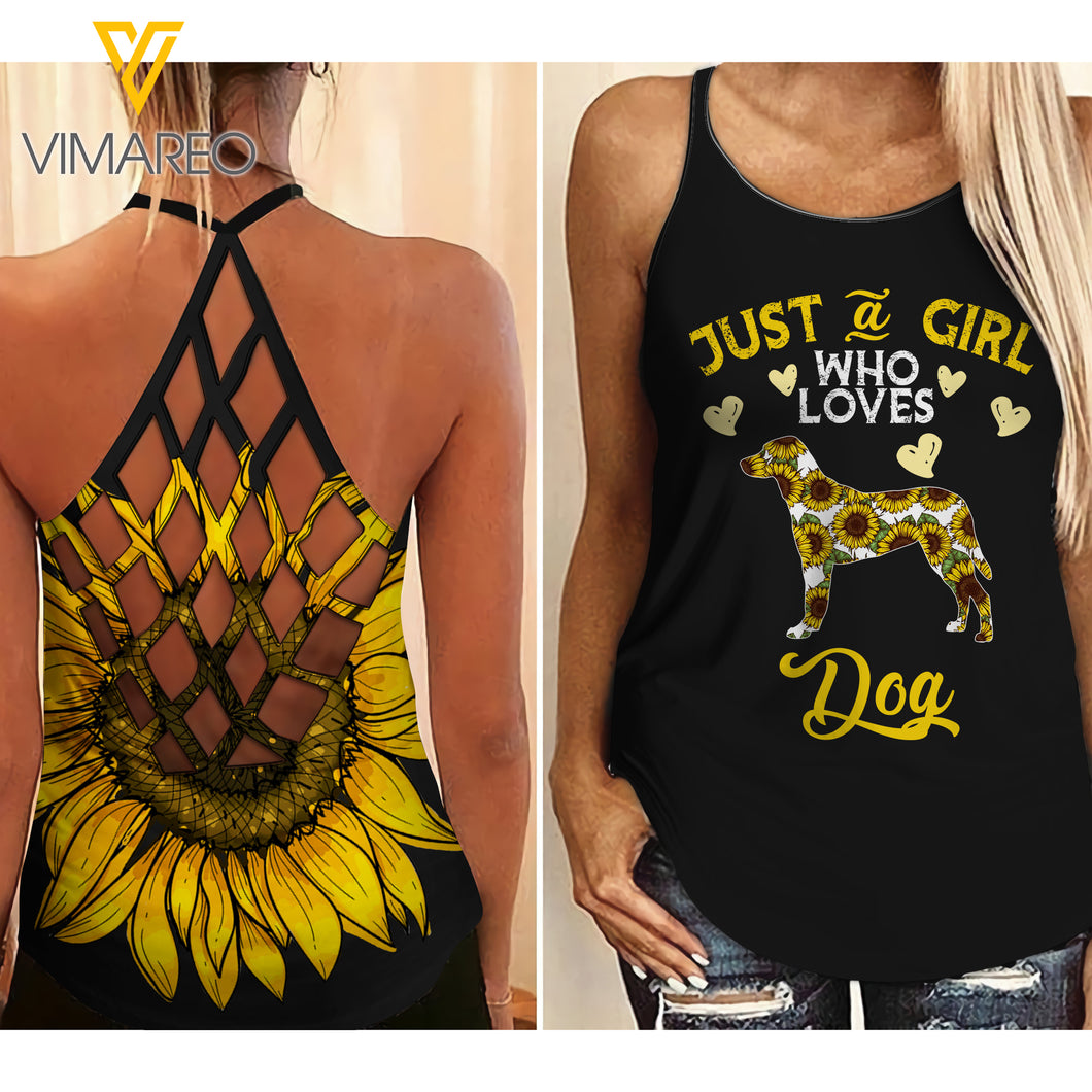 Just a girl love dog Criss-Cross Open Back Camisole Tank Top ZQ1403