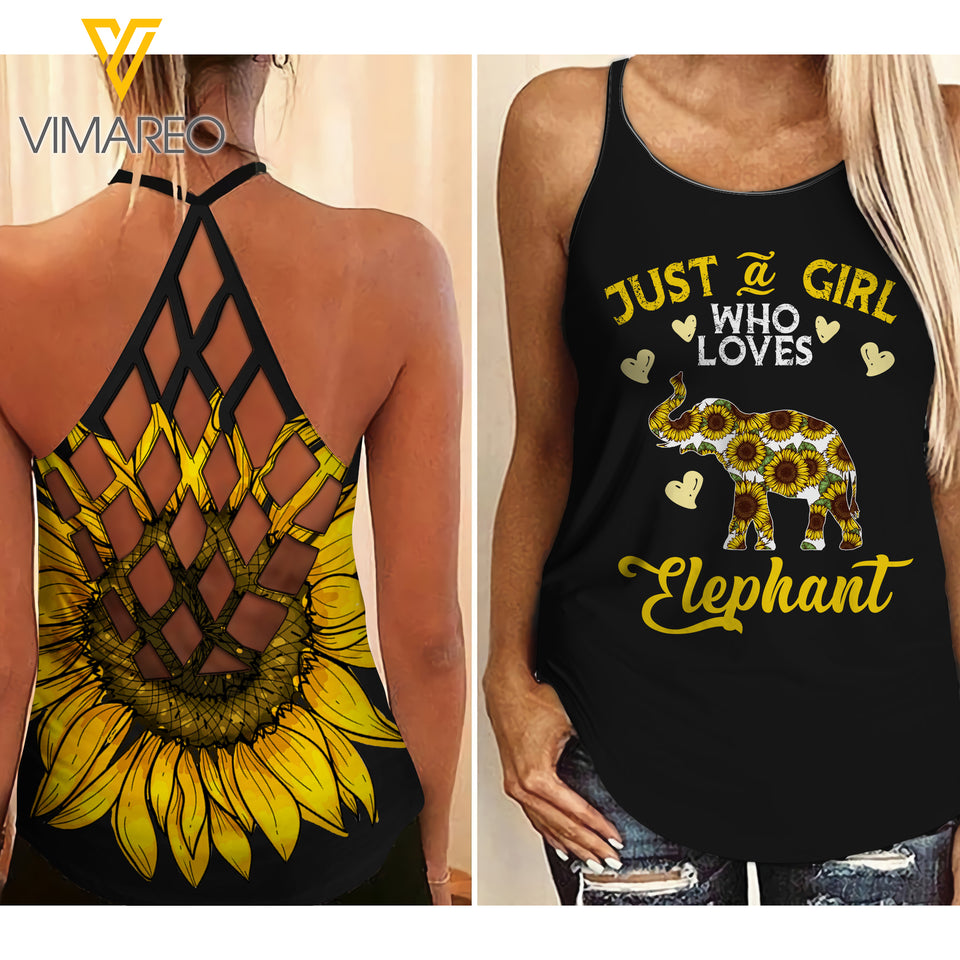 Just a girl love elephant Criss-Cross Open Back Camisole Tank Top ZQ1403