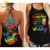 Whisky Girl Criss-Cross Open Back Camisole Tank Top  ZHQ3003