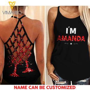 Personalized Wine Girl Criss-Cross Open Back Camisole Tank Top 2 style MAR-HQ17