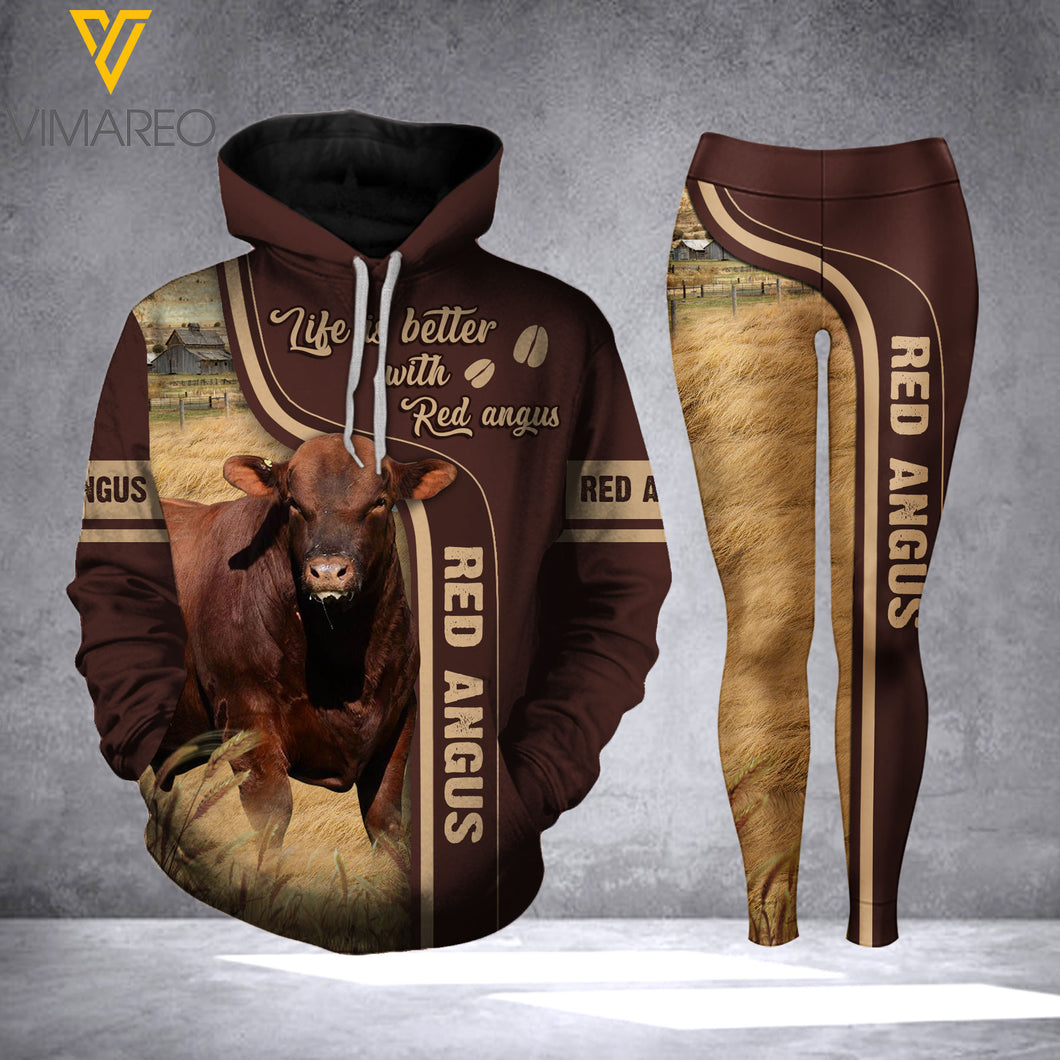 VMMH RED ANGUS CATTLE COMBO HOOODIE + LEGGING 3D PRINTED MAR-HQ02