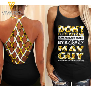 Taken By A Crazy May Guy Criss-Cross Open Back Camisole Tank Top MAR-HQ15 FL