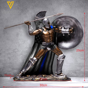 MH Blue thin line Ancient Rome Ornament Retro Spartan Character Model Resin Craft Figurines Home Decor Spartan Warrior Statue Figure Decorate Gift