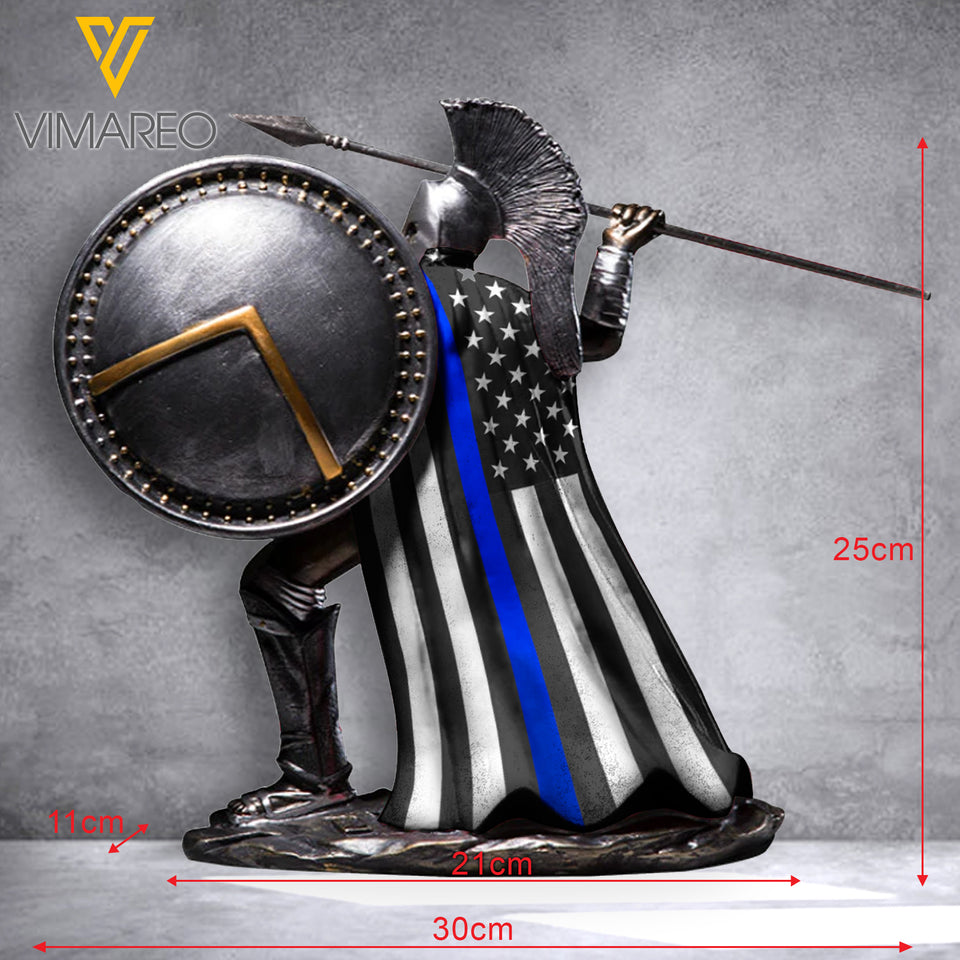 MH Blue thin line Ancient Rome Ornament Retro Spartan Character Model Resin Craft Figurines Home Decor Spartan Warrior Statue Figure Decorate Gift
