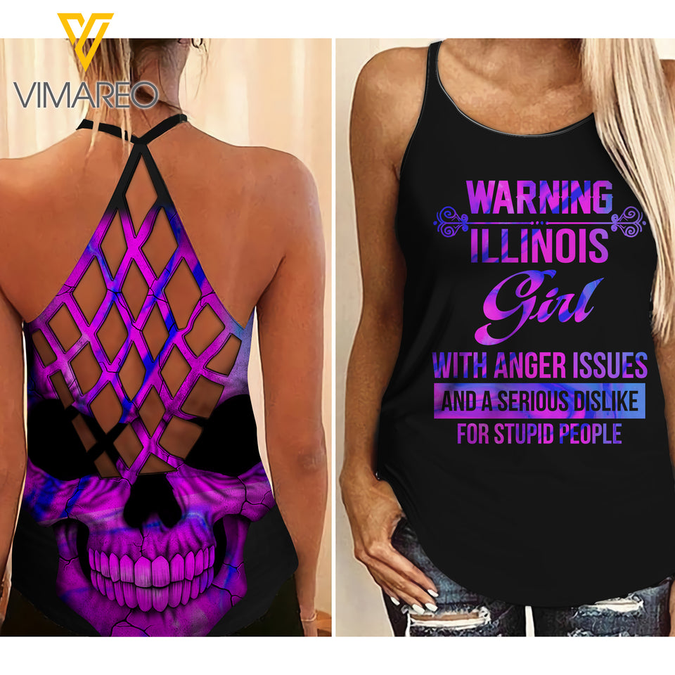Illinois Girl Criss-Cross Open Back Camisole Tank Top MAR-DT15