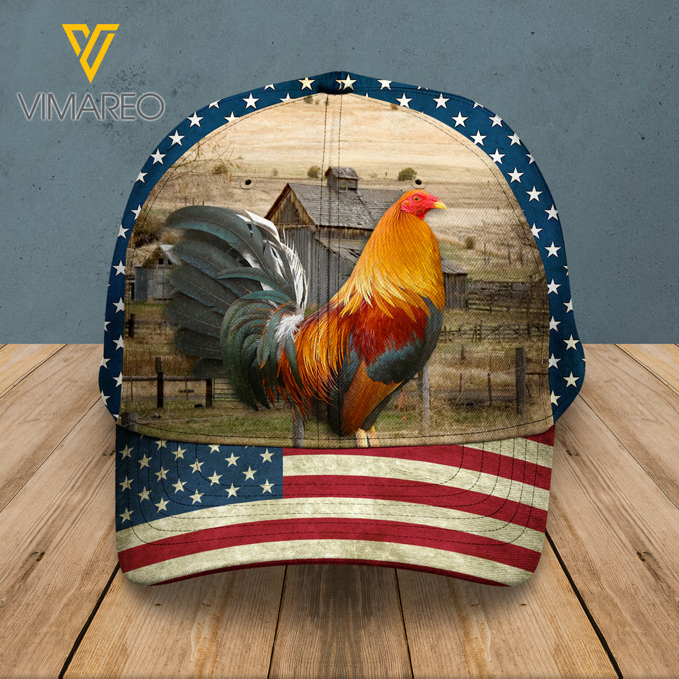 PERSONALIZED ROOSTER PEAKED CAP 3D LC