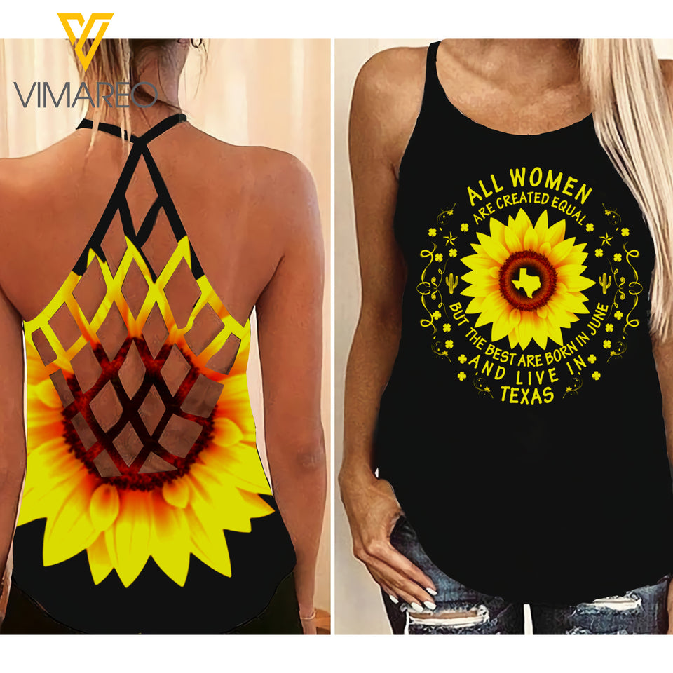 ALL WOMEN ARE CREATED EQUAL TEXAS CRISS-CROSS OPEN BACK CAMISOLE TANK TOP