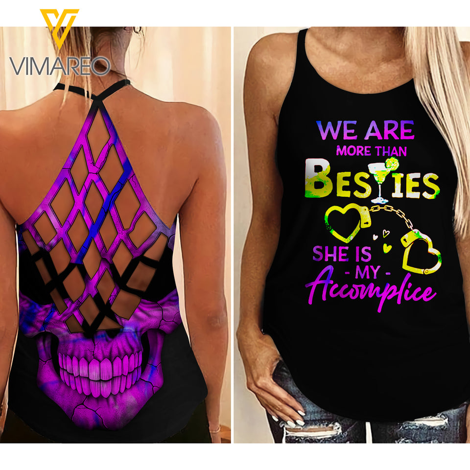 WE ARE MORE THAN BESTIE Criss-Cross Open Back Camisole Tank Top Couple