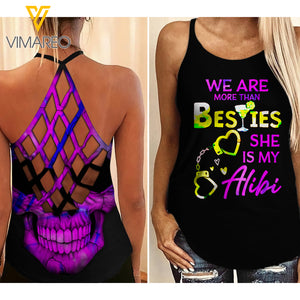 WE ARE MORE THAN BESTIE Criss-Cross Open Back Camisole Tank Top Couple