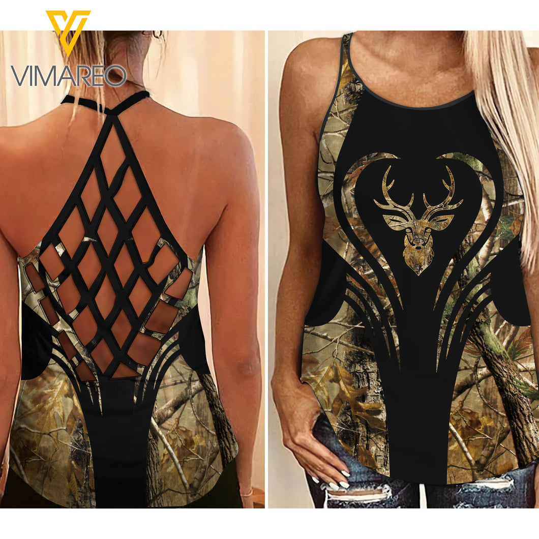 Hunting Girl Criss-Cross Open Back Camisole Tank Top 2303NGBQ