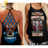Louisiana Girl With Skull Criss-Cross Open Back Camisole Tank Top YYQQ