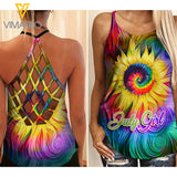 July Girl hippie Criss-Cross Open Back Camisole Tank Top 1603NGBA