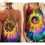 May  Girl hippie Criss-Cross Open Back Camisole Tank Top 1603NGBA