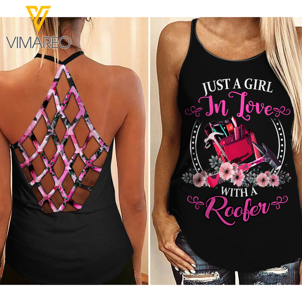 Roofer Criss-Cross Open Back Camisole Tank Top MAR-MA22